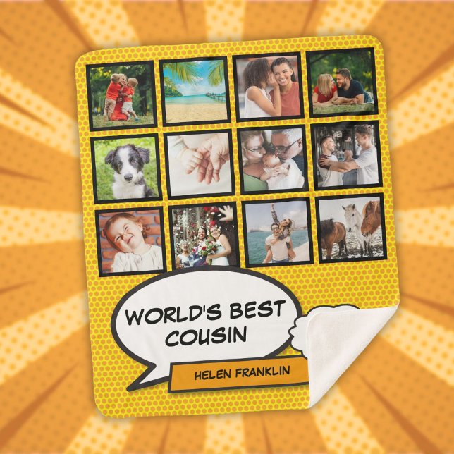 Couverture Sherpa Collage photo de cousin moderne cool fun comic (Cousin Photo Collage Modern Cool Fun Comic Sherpa Blanket)