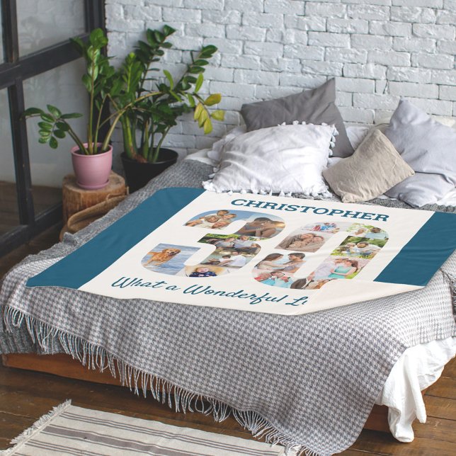 Couverture Sherpa Collage photo en forme 30 pour le 30e anniversaire (Créateur téléchargé)