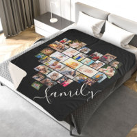 Collage photo en forme de coeur de script familial