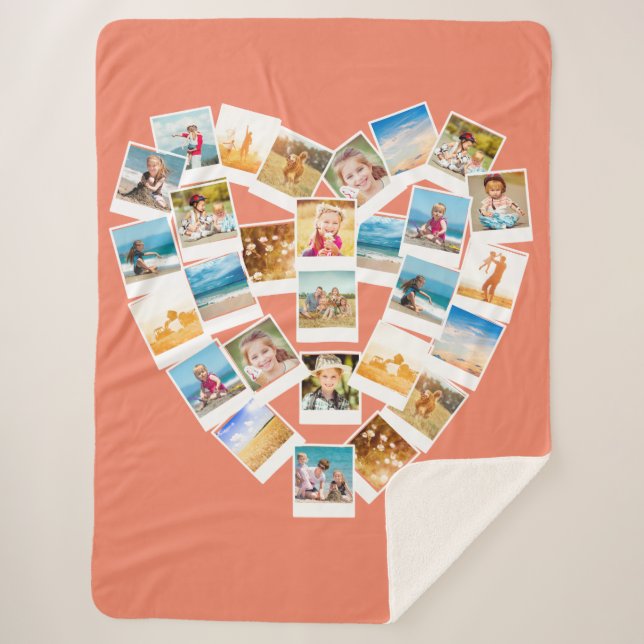 Couverture Sherpa Collage photo en forme de coeur Photos personnalis (Devant)