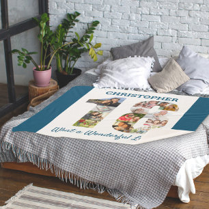 Couverture Sherpa Collage photo en forme de numéro 18 pour 18e anniv