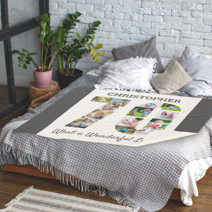 Couverture Sherpa Collage photo en forme de numéro 70 pour 70e anniv