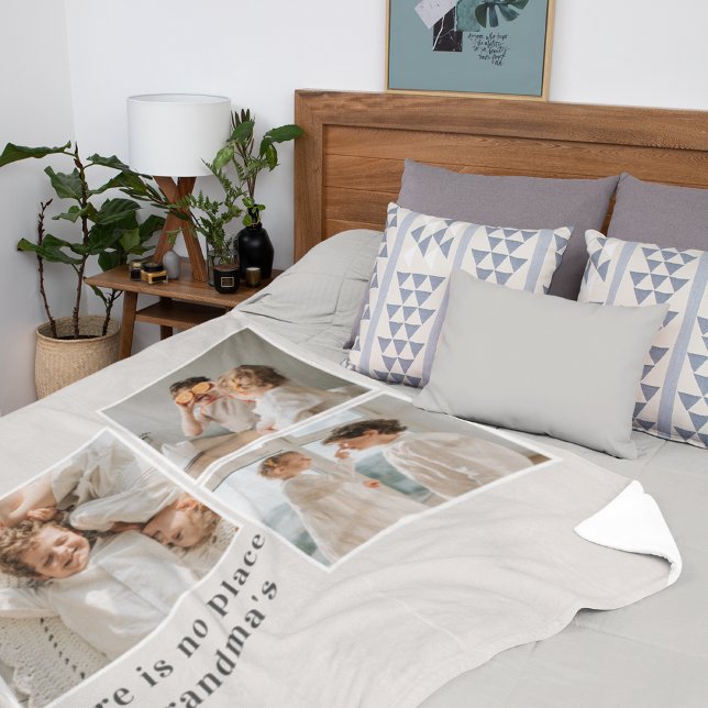 Couverture Sherpa Collage photo et devis cadeau de la meilleure gran (Créateur téléchargé)