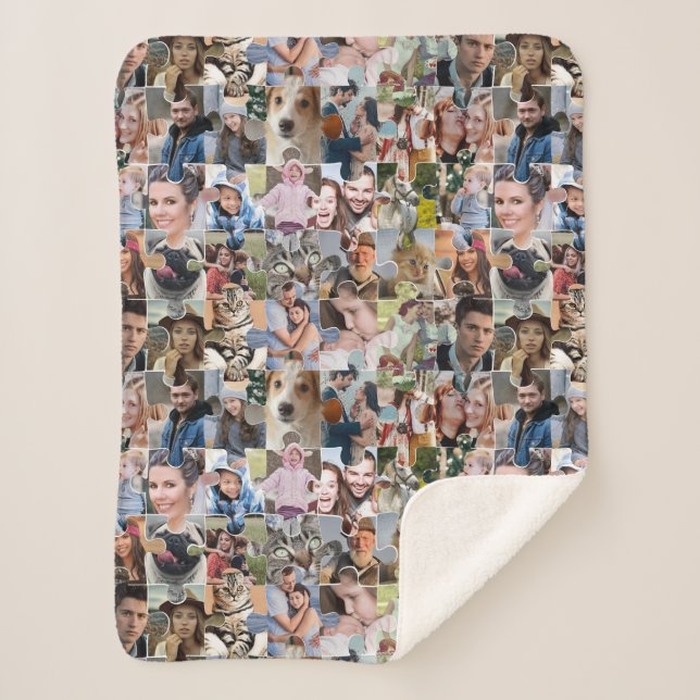 Couverture Sherpa Collage Photo Famille Personnalisé Forme 24 Pic Pu (Devant)