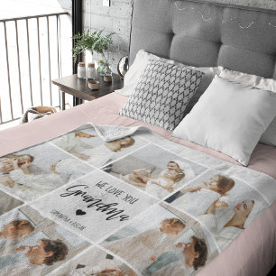 Couverture Sherpa Collage Photo Grey We Love You Grand-mère Best Gif