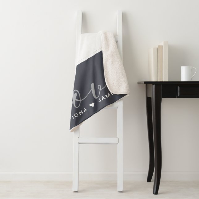 Couverture Sherpa Collage photo gris moderne Amour Personnalisé Gran (En situation)