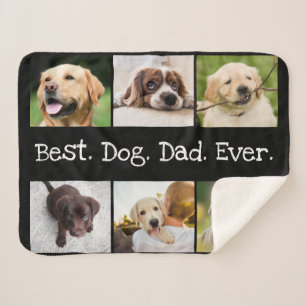 Couverture Sherpa Collage photo noir et blanc Meilleur Chien Papa Ja