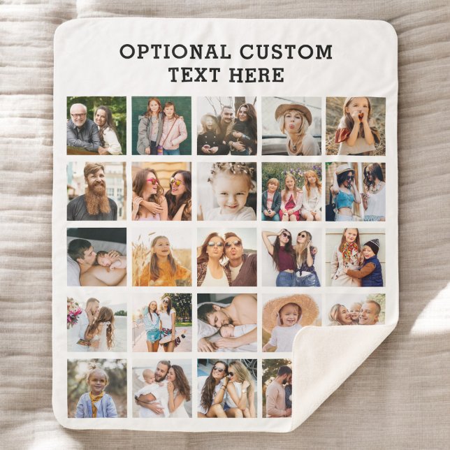 Couverture Sherpa Collage photo noir simple 25 photo personnalisée (Créateur téléchargé)