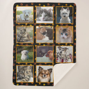 Couverture Sherpa Collage Photo Personnalisé Empreintes de Patte Aut