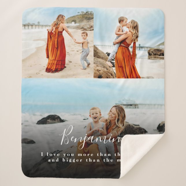 Couverture Sherpa Collage photo personnalisé Love You Sherpa Blanket (Devant)