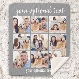 Couverture Sherpa Collage photo personnalisé moderne gris 9
