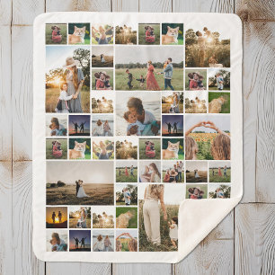 Couverture Sherpa Collage photo simple Couleur personnalisée