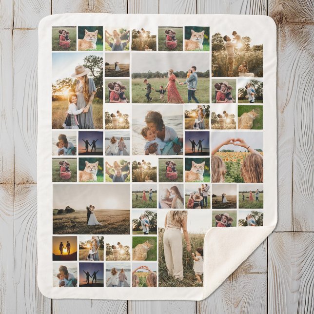 Couverture Sherpa Collage photo simple Couleur personnalisée (Créateur téléchargé)