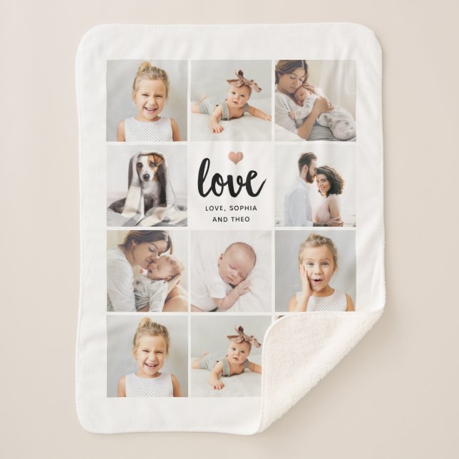 Couverture Sherpa Collage photo simple et chic | L'amour avec le coe (Devant)