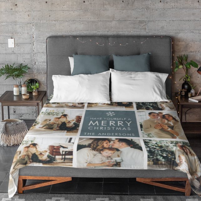 Couverture Sherpa Collage Photos de vacances | Joyeux Noël | Cadeau (Créateur téléchargé)