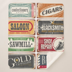 Couverture Sherpa Collection d'affiches vintages. Boutique rétro