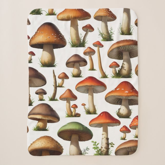 Couverture Sherpa Collection de champignons Design Motif (Devant)