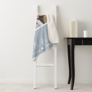 Couverture Sherpa Collection photo Dusty Blue moderne Amour Personna