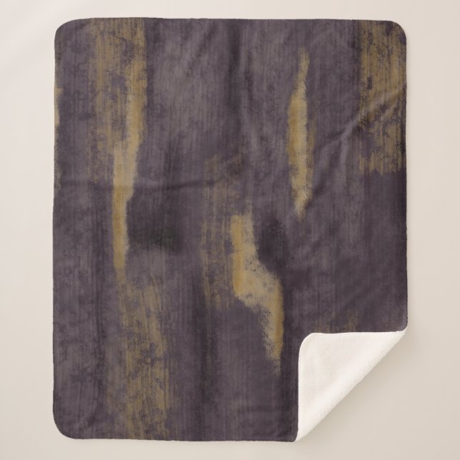 Couverture Sherpa Colles douces Abstraites Plum profond & Or (Devant)