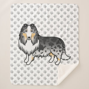 Couverture Sherpa Collie Rough Merle Bleu Chien de Dessin Animé Mign