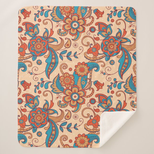 Couverture Sherpa Coloré floral continu motif (Devant)