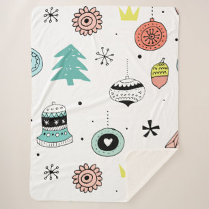 Couverture Sherpa Coloré Rétro ornements de Noël Motif