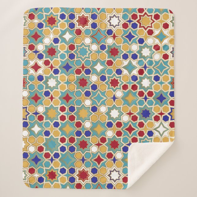 Couverture Sherpa Colorée mosaïque islamique Motif sans couture (Devant)