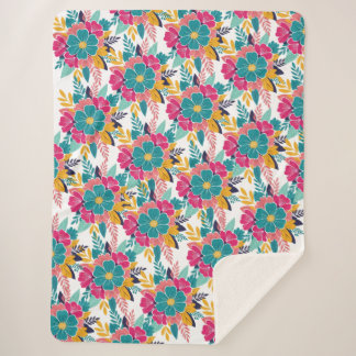 Couverture Sherpa Colorful Floral Pattern Large Cozy Blanket – Brigh