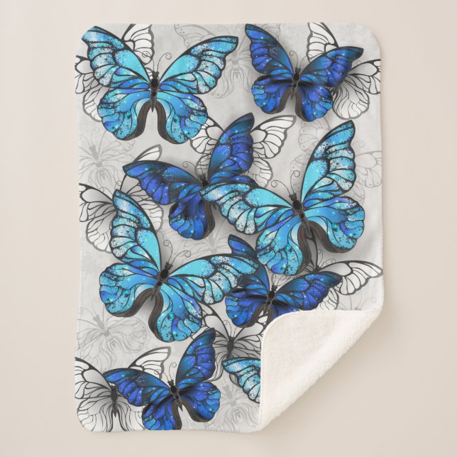 Couverture Sherpa Composition des White and Blue Butterflies (Devant)