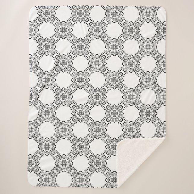 Couverture Sherpa Conception abstraite en noir et blanc (Devant)