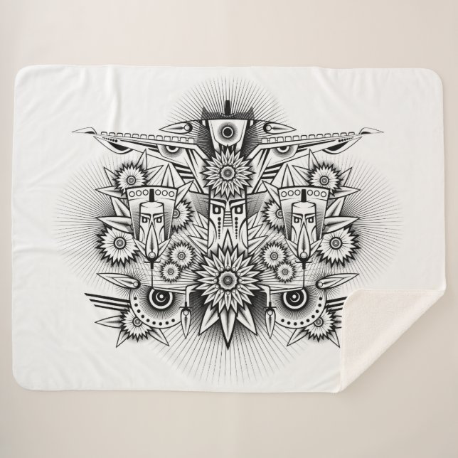 Couverture Sherpa Conception artistique tribale (Devant (Horizontal))