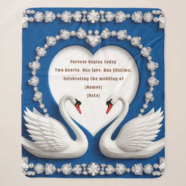 Couverture Sherpa Conception d'arche de mariage amour cygne diamant  (Devant)