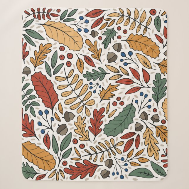 Couverture Sherpa Conception de Carré feuille couleur automne (Devant)