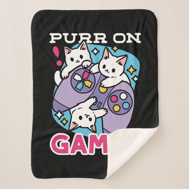 Couverture Sherpa Conception de gamer de chat - Purr sur Gamer Joyst (Devant)
