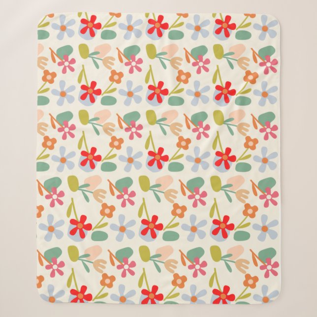 Couverture Sherpa Conception de motif floral abstrait d'aspect cool (Devant)