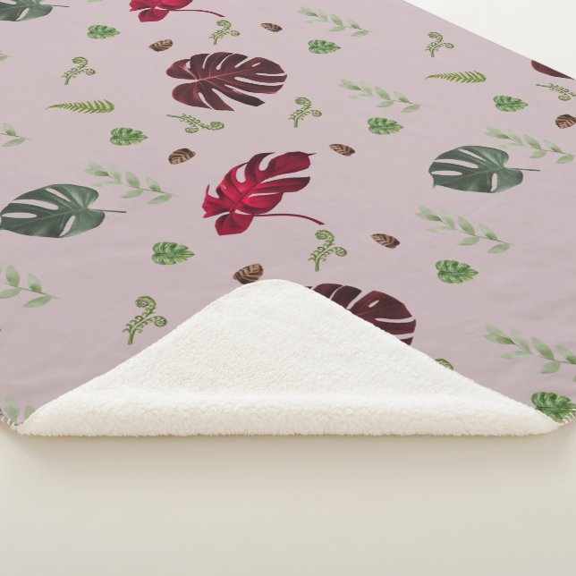 Couverture Sherpa Conception de motif transparent Monstera  (3/4)