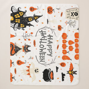 Couverture Sherpa Conception d'un jeu Vintage d'éléments Halloween