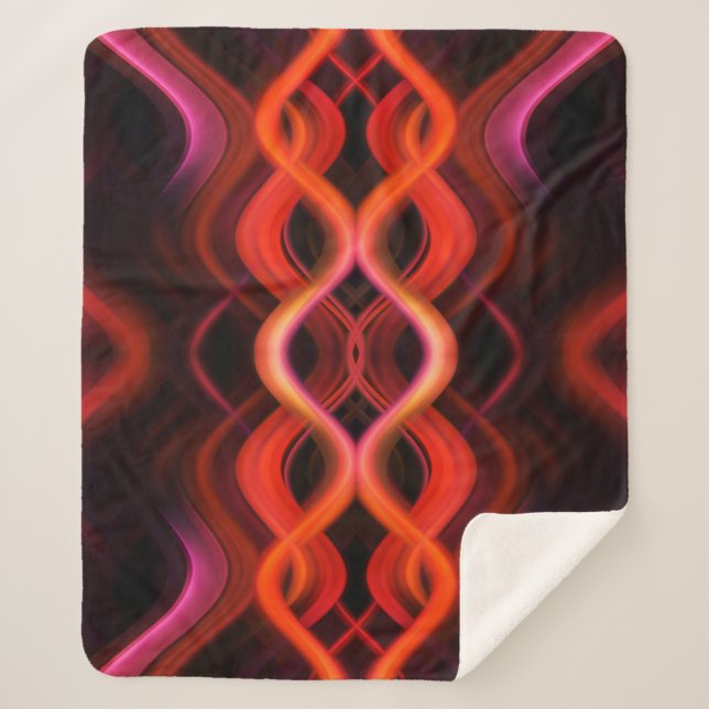 Couverture Sherpa Conception géométrique des lignes ondulées rouges. (Devant)