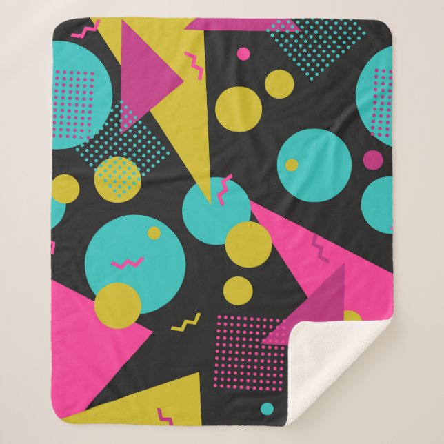 Couverture Sherpa Conception géométrique Memphis des années 80 rétro (Devant)