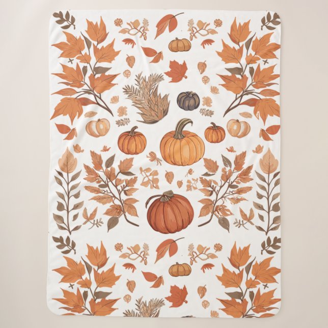 Couverture Sherpa Conception motif d'automne (Devant)