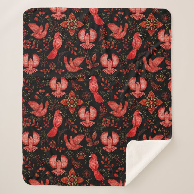 Couverture Sherpa Conceptions de motifs floraux et feuillus vibrants (Devant)