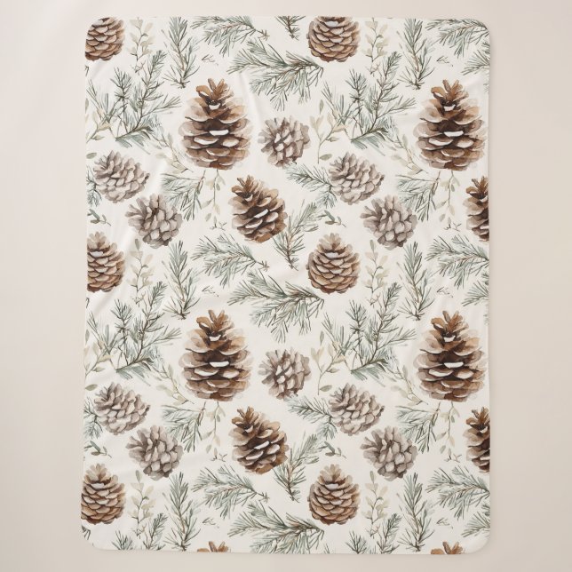 Couverture Sherpa Cones de pin de Noël (Devant)