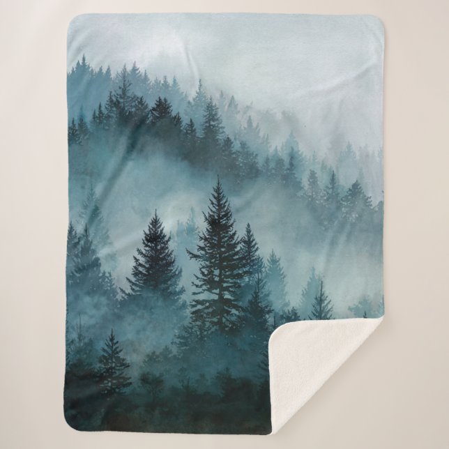 Couverture Sherpa Confort de la forêt bleue sereine  (Devant)