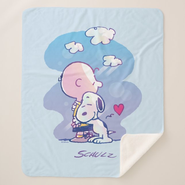 Couverture Sherpa Confort et sécurité | Charlie & Snoopy Hug (Devant)