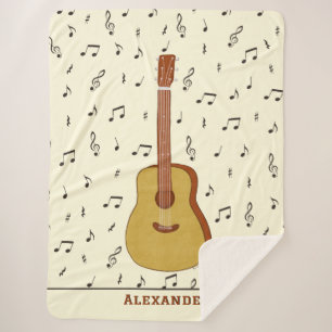 Couverture Sherpa Confortable musique guitariste Design de notes