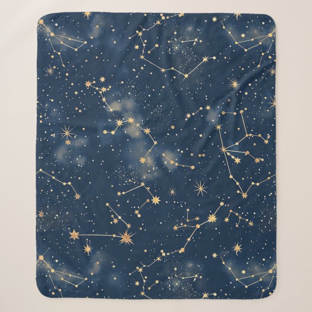 Couverture Sherpa Constellation Céleste - Nuit Étoilée (Devant)