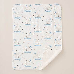 Couverture Sherpa Conte de fée du lac Swan enchanté Swan couronné