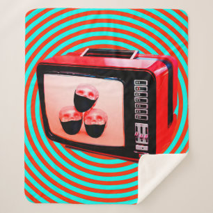 Couverture Sherpa Contemporary art collage. Tv news Corona virus con