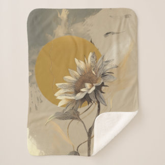 Couverture Sherpa Contour de tournesol minimaliste neutre