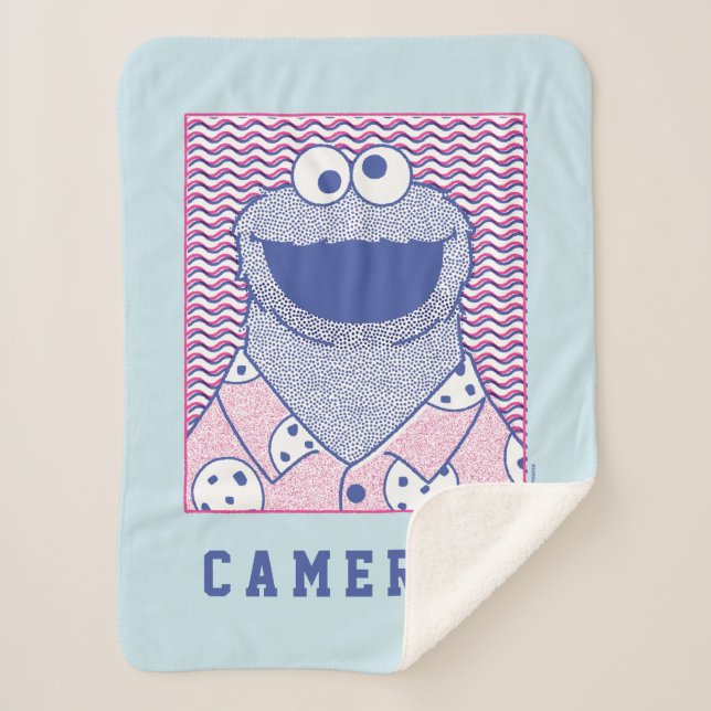 Couverture Sherpa Cookie Monster | Cookie Bouton Bas (Devant)